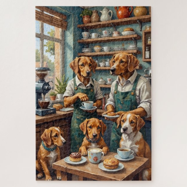 Puzzle Perros Divertidos Corriendo Ilustración de Cafeter (Vertical)