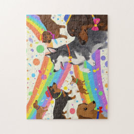 Puzzle Perros divertidos y bonitos con arco iris