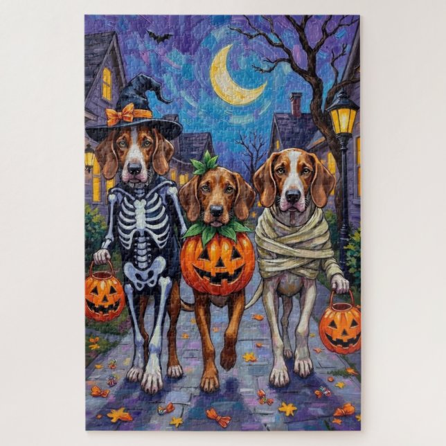 Puzzle Perros English Foxhound Trick-or-Treating Hallowee (Vertical)