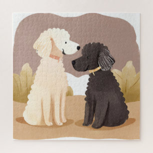 Puzzle Perros Esponjosos Tarjeta de Pintura Acuarela de