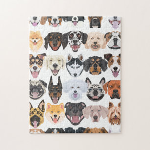 Puzzle Perros felices sin problemas de patrón de Ilustrac