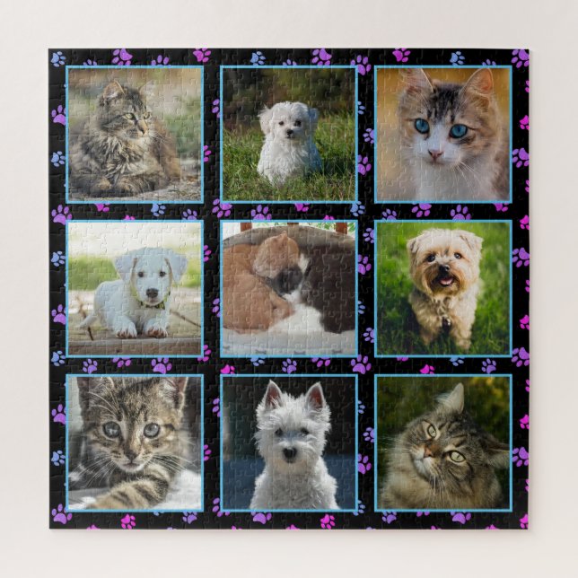 Puzzle Perros Gatos Azul Pinta rosa Púrpura Pinta Pintada (Vertical)