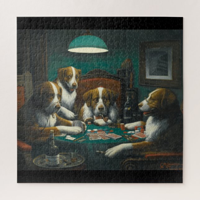 Puzzle Perros Jugando al Arte de Póquer por Marcellus Coo (Vertical)
