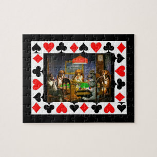 Puzzle Perros jugando al póquer con el borde de las carta