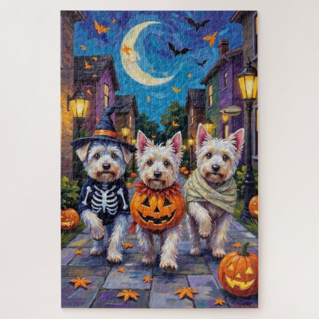 Puzzle Perros Malteses disfrazados en Halloween (Vertical)