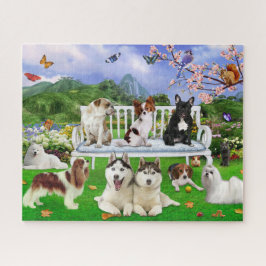 Puzzle Perros mascotas animales paisaje con animales de p