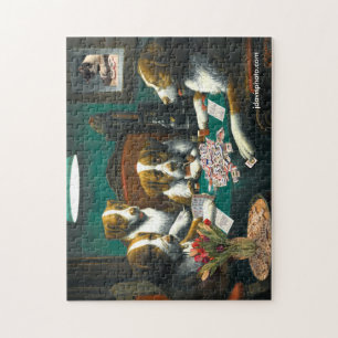 Puzzle Perros que juegan Mah Jongg