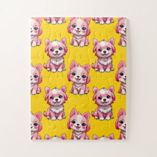 Puzzle Perros rosados lindos - Amarillo