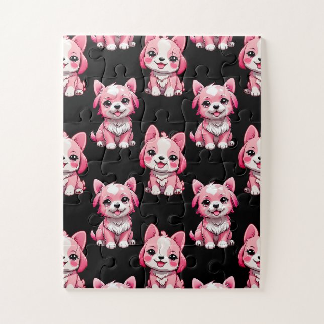 Puzzle Perros rosados lindos - Negro  (Vertical)