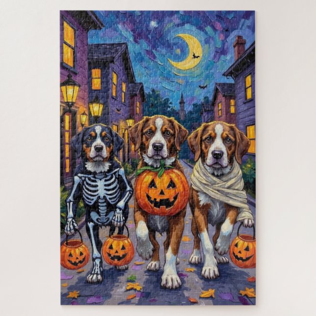 Puzzle Perros San Bernardo con disfraces de Halloween (Vertical)