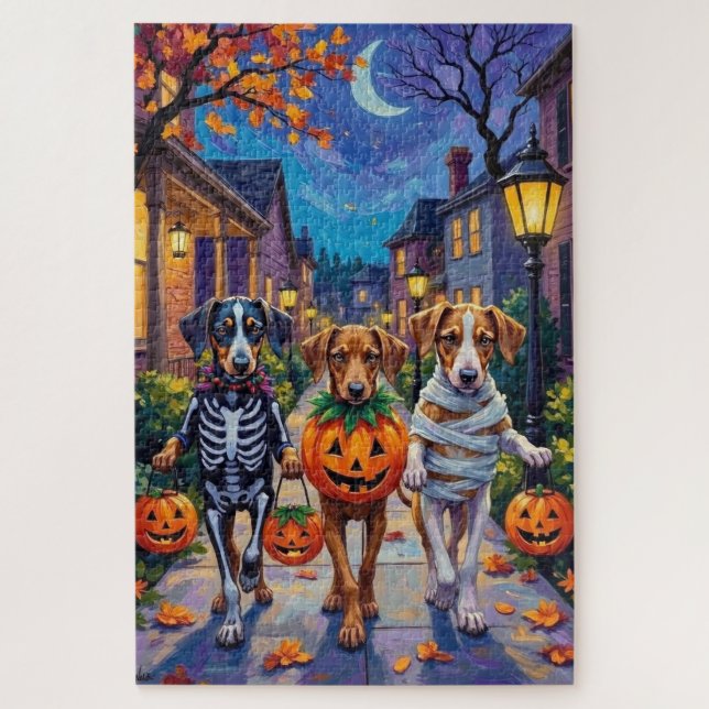 Puzzle Perros Silken Windhound con disfraces de Halloween (Vertical)