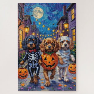 Puzzle Perros Spaniel Tibetano con disfraces de Halloween