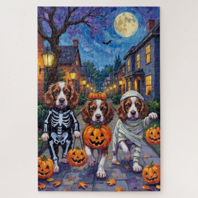 Puzzle Perros Springer Spaniel con disfraces de Halloween (Vertical)