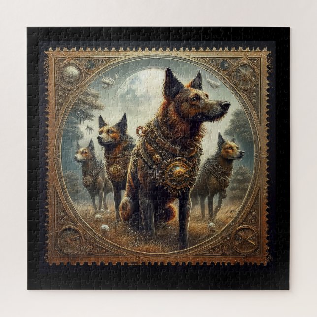 Puzzle Perros Steampunk En La Caza (Vertical)