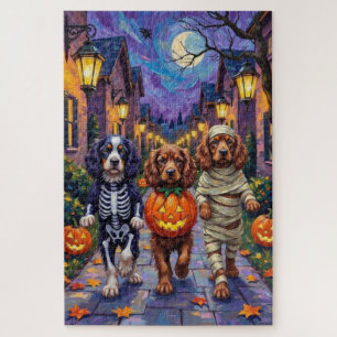 Puzzle Perros Sussex Spaniel con disfraces de Halloween