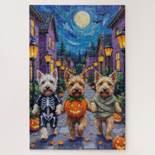 Puzzle Perros Terrier De Ruedas En Cotumes De Halloween