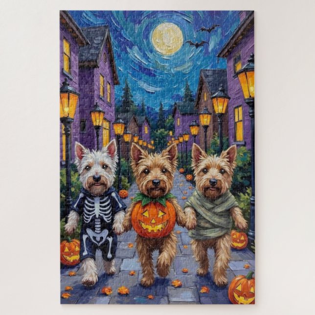 Puzzle Perros Terrier De Ruedas En Cotumes De Halloween (Vertical)