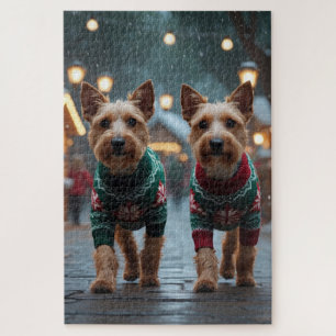 Puzzle Perros Wire Fox Terrier Navidad Nieve Fiesta