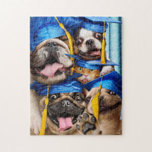 Puzzle Perros y gatos graduados en cabina de fotos