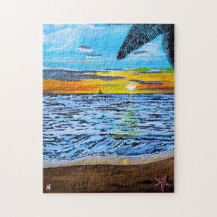 Puzzle Persiguiendo la Pintura del Atardecer de Alfred Fo