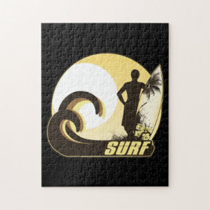 Puzzle Persona que practica surf de la puesta del sol