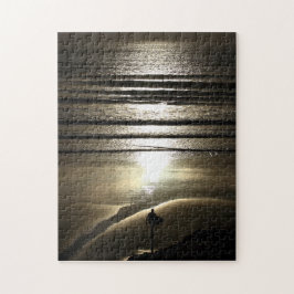 Puzzle Persona que practica surf de la puesta del sol en