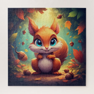Puzzle Personaje de ardilla de dibujos animados adorable 