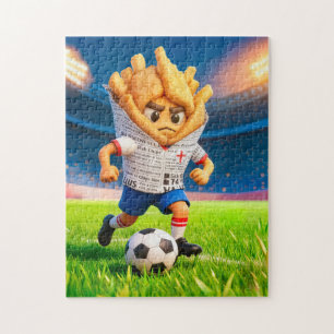 Puzzle personaje de fútbol inglés de pescado y patatas fr