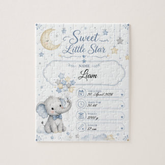 Puzzle Personalisierbare Baby Geburtstafel mit Elefant