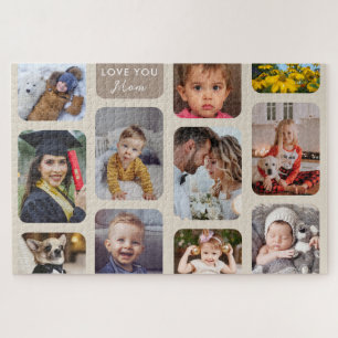 Puzzle Personaliza 11 fotos Taupe Modern Love You Mom