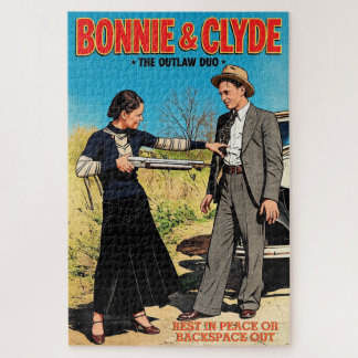 Puzzle Personaliza Arte Retro de Bonnie y Clyde Dúo Fuera