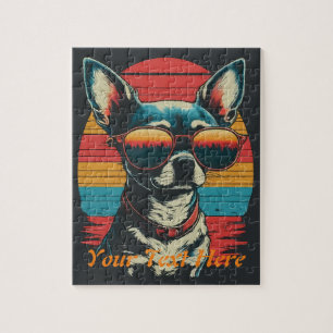 Puzzle Personaliza el singular vidrio retro chihuahua de 