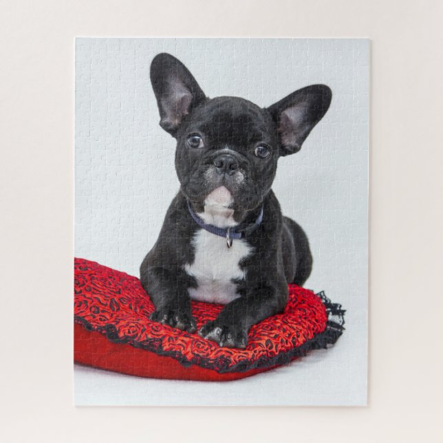 Puzzle Personalizable de cachorro de BULLDOG negro (Vertical)