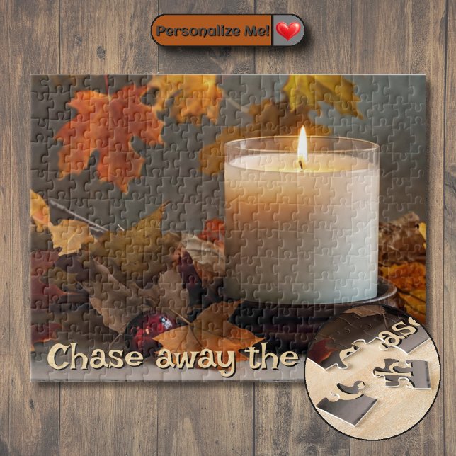Puzzle Personalizable Espanta la Tristeza con Tema de Oto (Customizable Chase Away the Gloom Autumn-Themed Jigsaw Puzzle)