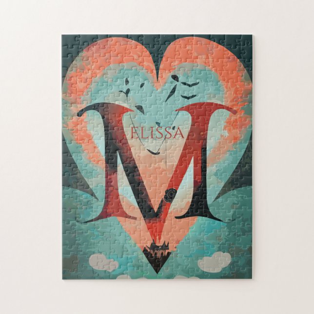 Puzzle Personalizable Fantasy Heart (Vertical)