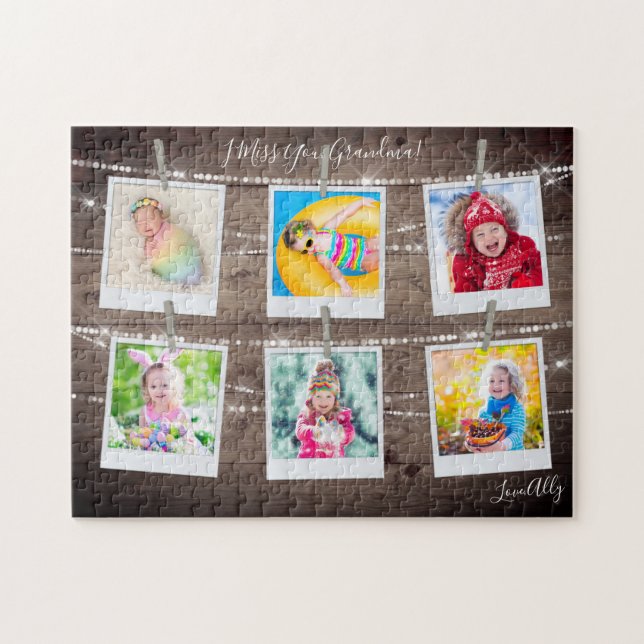 Puzzle Personalización de seis imágenes rusticas de mader (Horizontal)