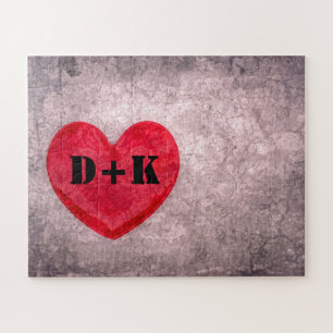 Puzzle Personalización del monograma de corazón lavado de