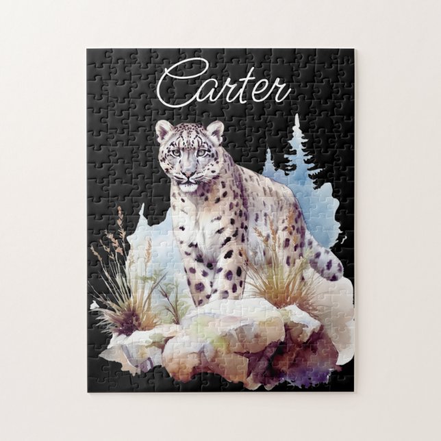 Puzzle Personalizada la montaña de invierno Snow Leopard (Vertical)