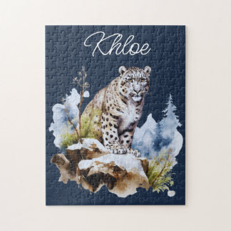 Puzzle Personalizada la montaña de invierno Snow Leopard