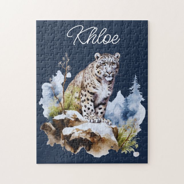 Puzzle Personalizada la montaña de invierno Snow Leopard (Vertical)
