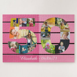 Puzzle Personalizado 50 cumpleaños 14 Collage de fotos ro