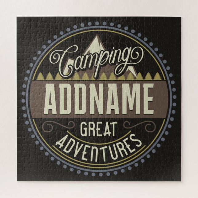 Puzzle Personalizado AGREGAR NOMBRE Familia Camping Reuni (Vertical)