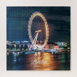 Puzzle Personalizado Blue Gold Cityscape Night Travel Lon