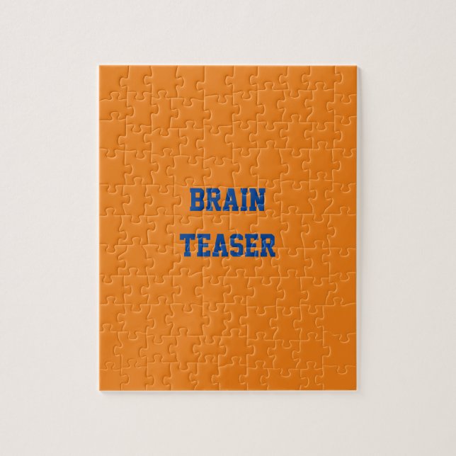 Puzzle Personalizado Blue Text Brain Teaser Naranja (Vertical)