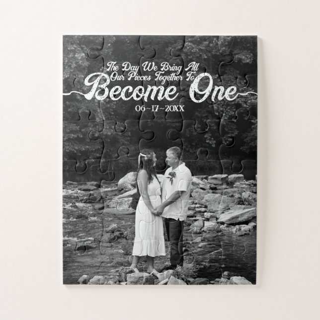 Puzzle Personalizado Boda de Unidad de Fotografía: Blanco (Vertical)