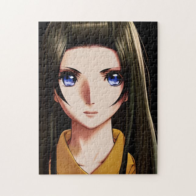 Puzzle Personalizado Chica de Blue Eyed Brunette Anime (Vertical)