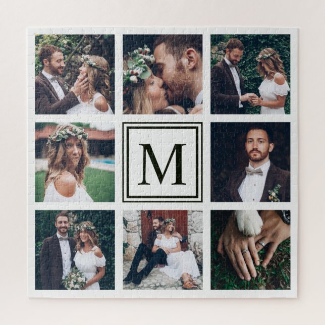Puzzle Personalizado Collage cuadrado 8 Boda Foto Monogra (Vertical)