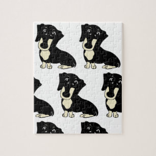 Puzzle personalizado dachshund negro y crema