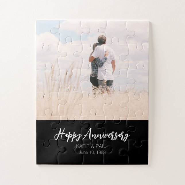 Puzzle Personalizado de aniversario foto boda moderno y e (Vertical)