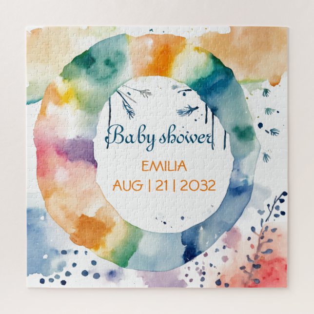 Puzzle Personalizado de Baby Shower de Cute BOHO (Vertical)